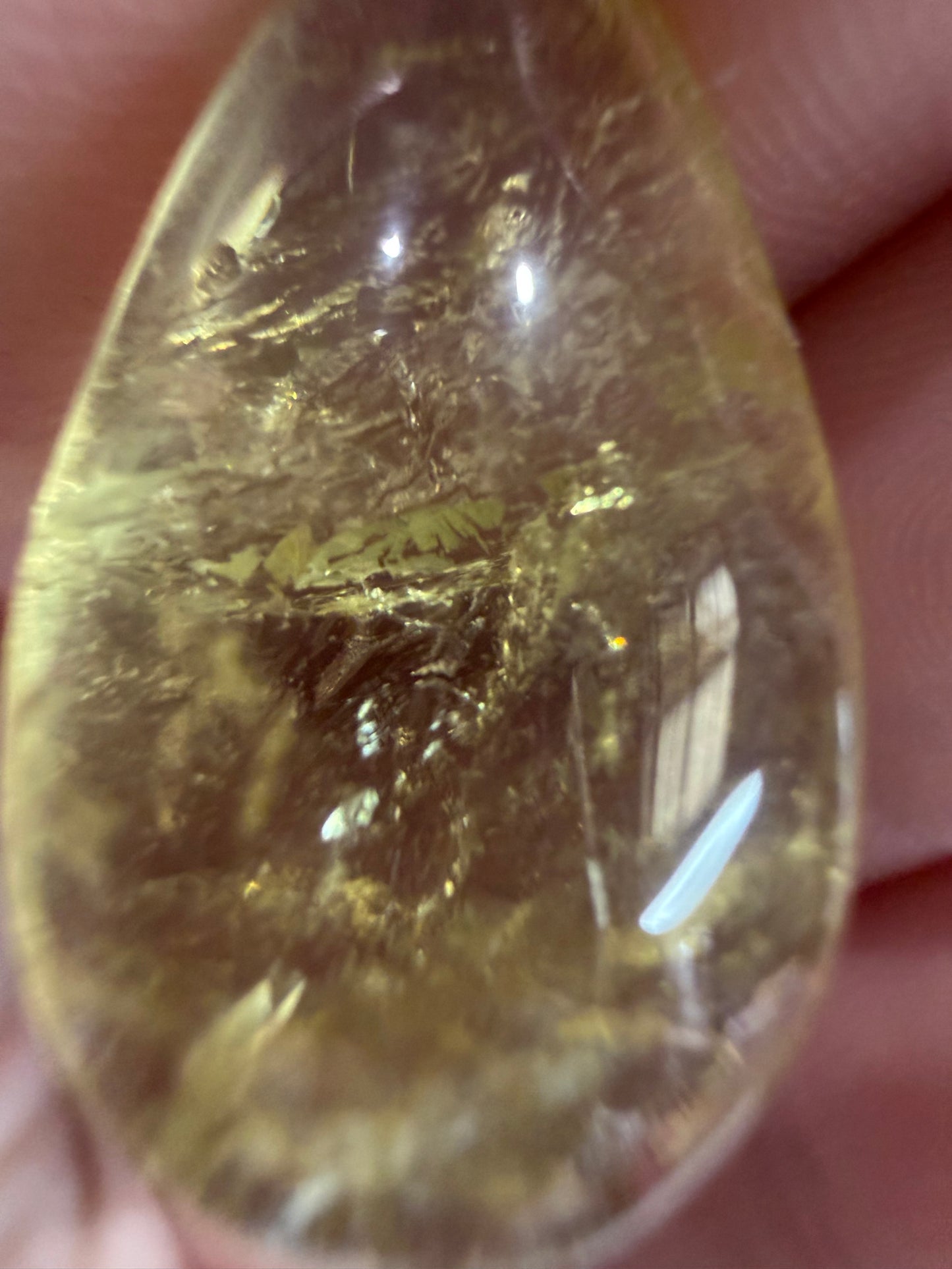 Citrine Teardrop Pendant with 925 Bail & Black Cord (2.5cm)