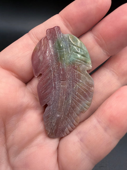 Ocean Jasper Feather Carving