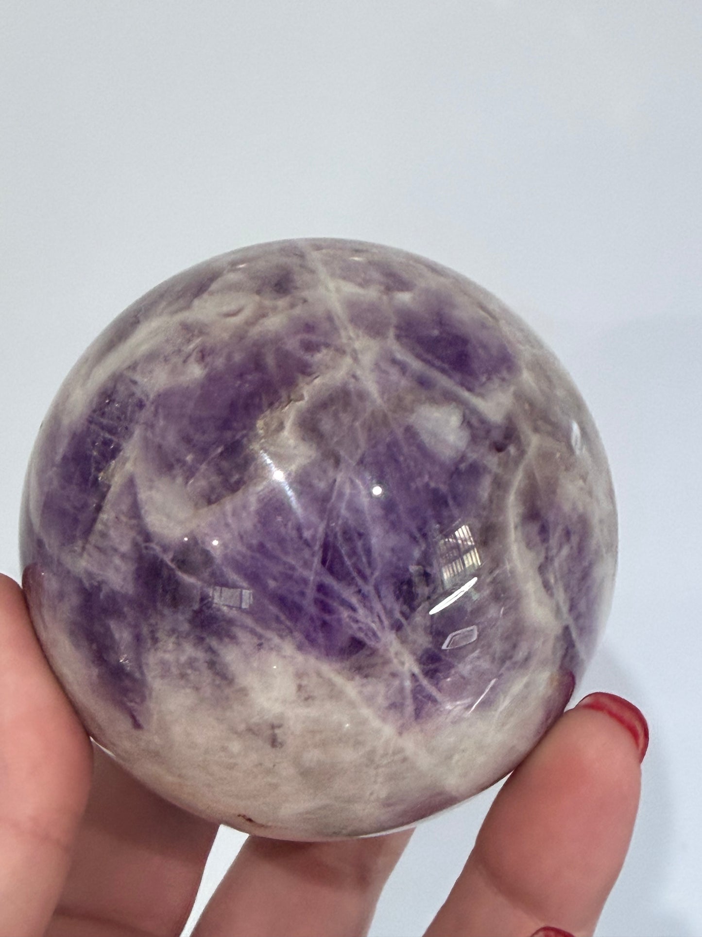 Dream Amethyst (Chevron Amethyst) Crystal Sphere – 7cm | 486g