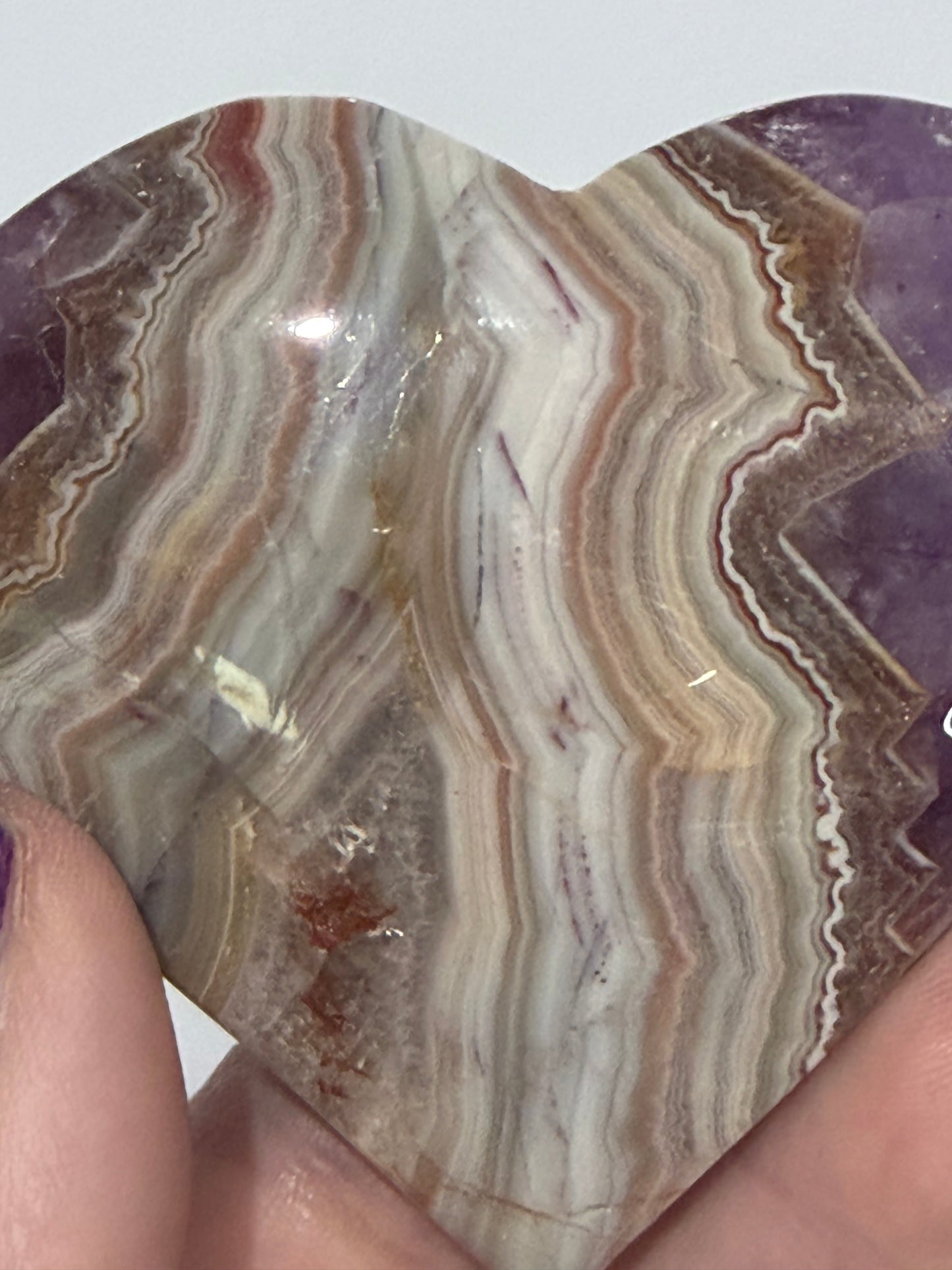 Amethyst & Banded Agate Heart with Acrylic Stand F