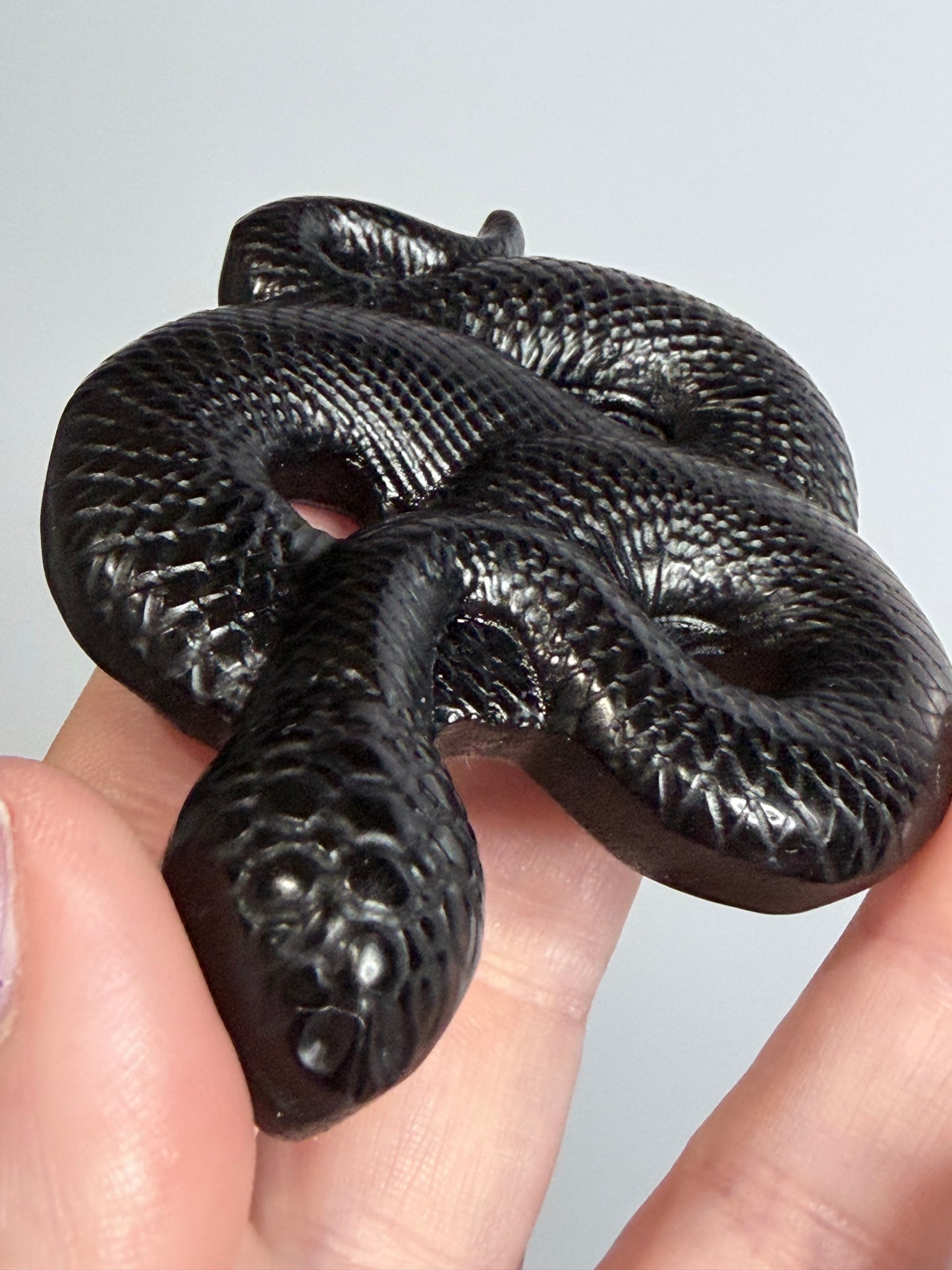 Gold Sheen Obsidian Snake Carving