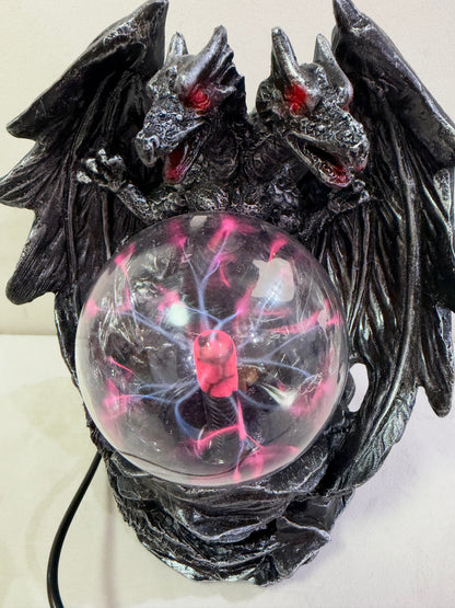 Twin Dragon Plasma Ball Lamp – 20cm