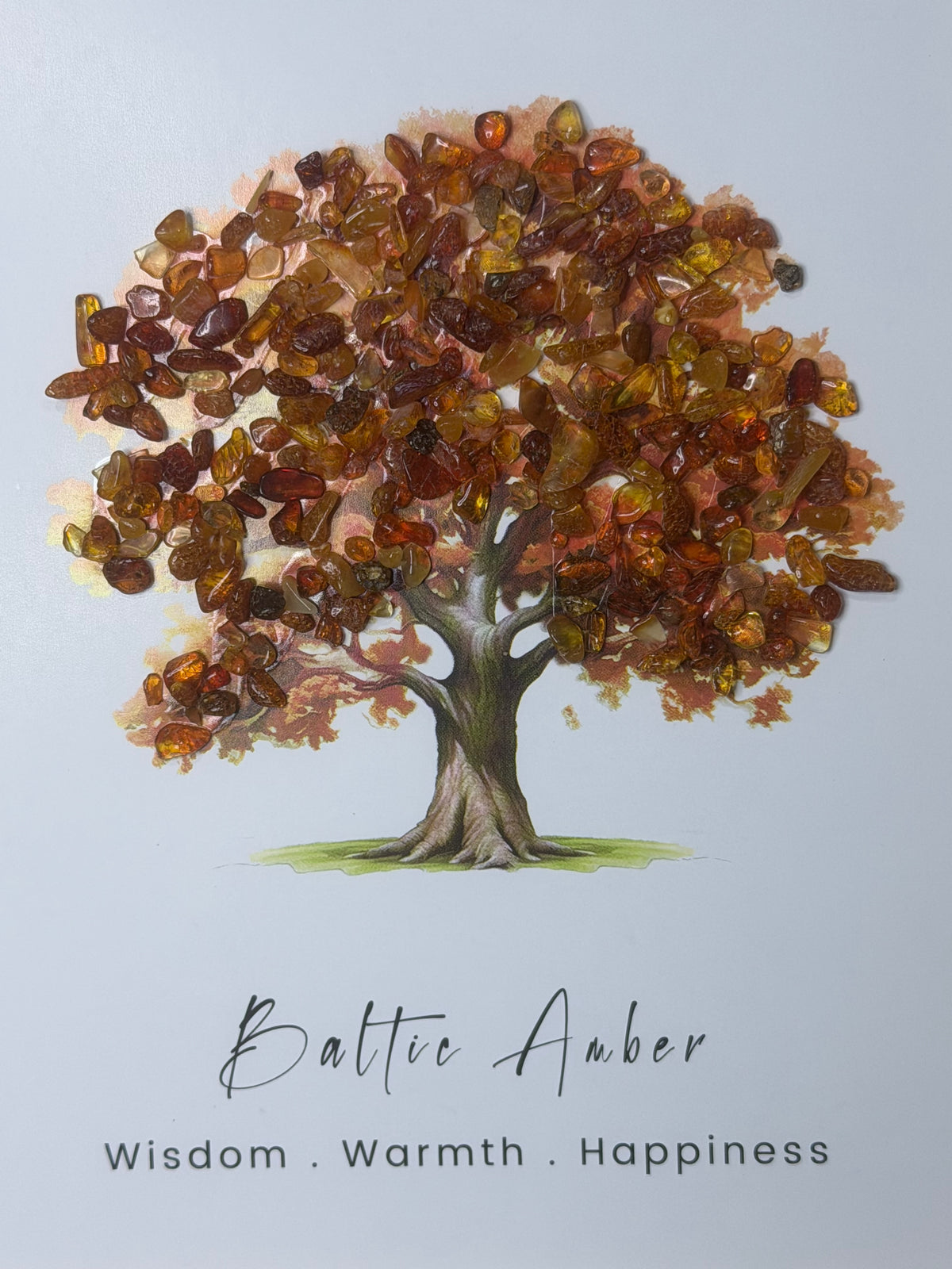 Baltic Amber Gemstone Tree of Life – Framed Crystal Art | 15 x 20cm
