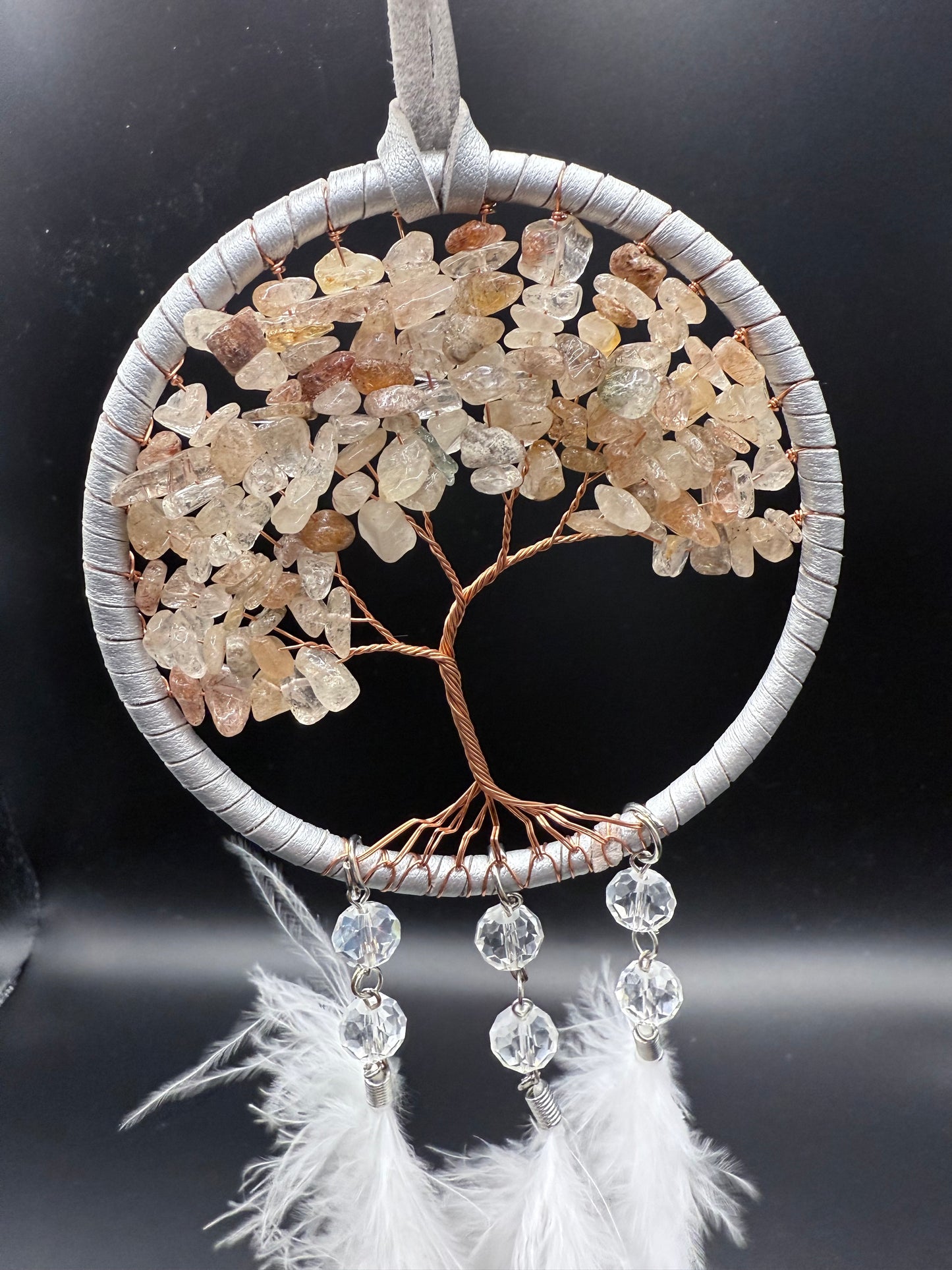 Garden Quartz & Rutile Quartz Tree of Life Dreamcatcher
