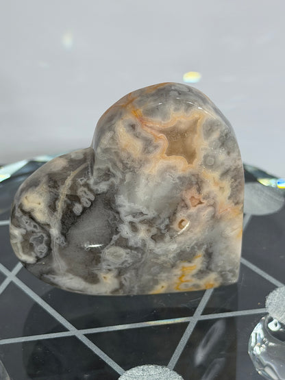 Crazy Lace Agate Free Standing Heart - 5.6cm