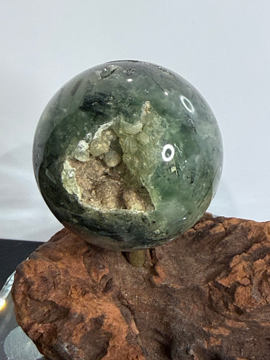Botryoidal Prehnite with Epidote & Calcite Sphere B - 5cm