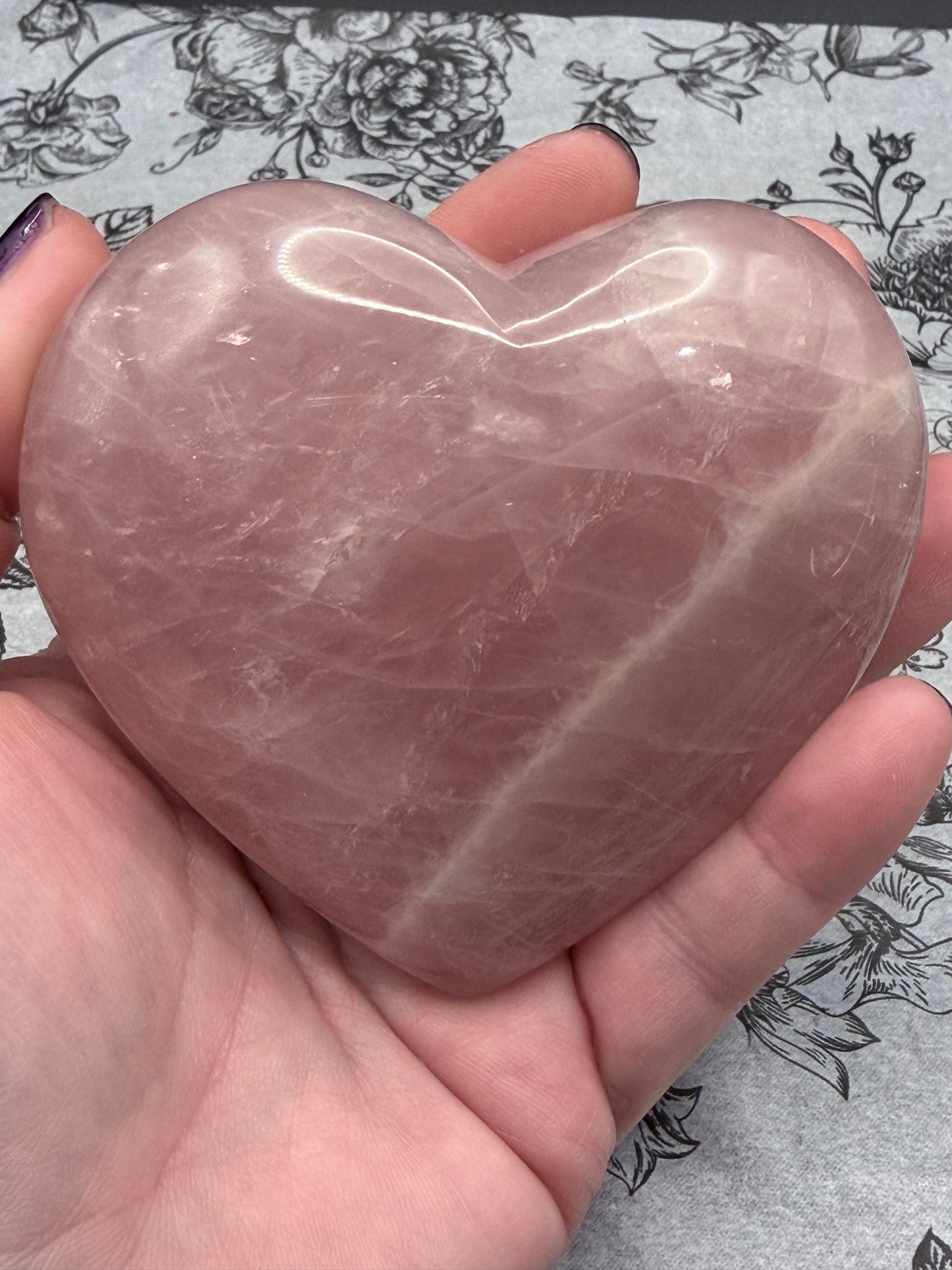 Large Rose Quartz Heart with Stand – Love & Heart Healing (314g | 8.8 × 8.3cm)