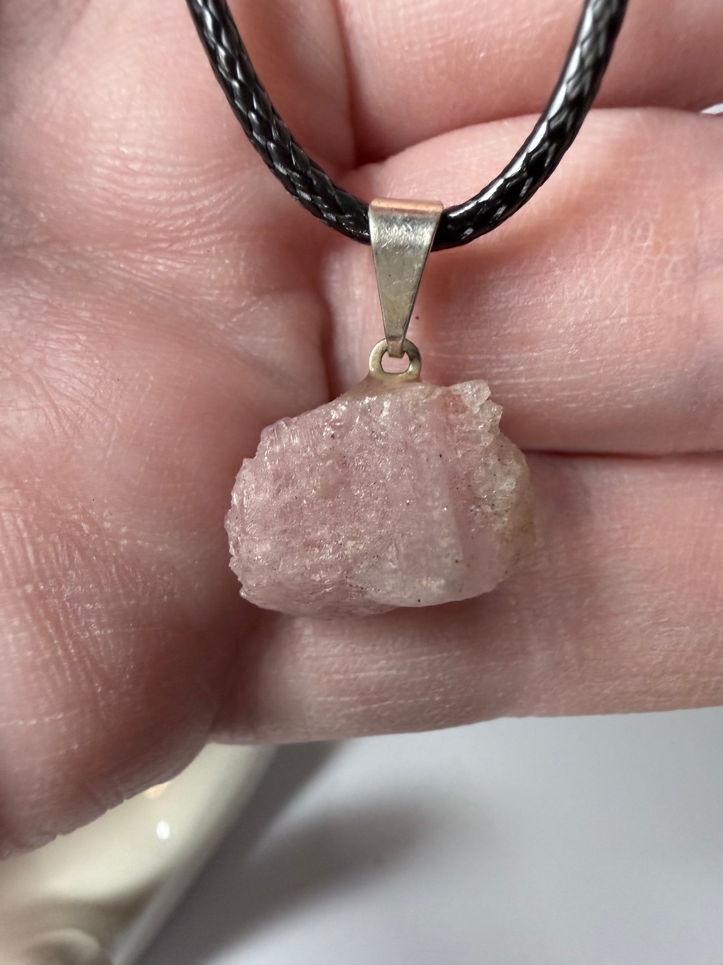 Pink Tourmaline Raw Pendant Necklace
