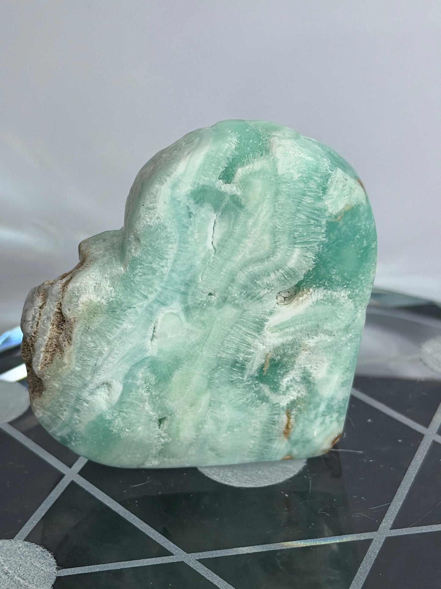 Blue Aragonite Heart – Self Standing B - 5.6cm