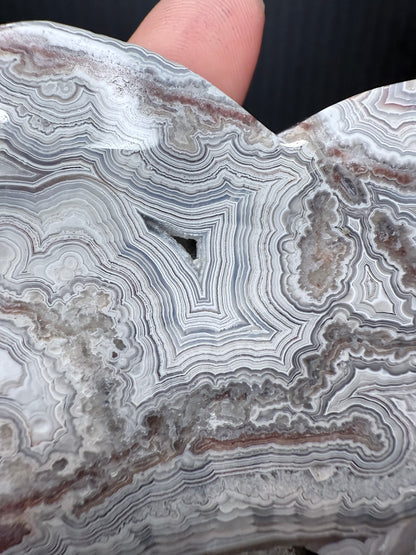 Big Mexican Crazy Lace Agate Heart on Stand