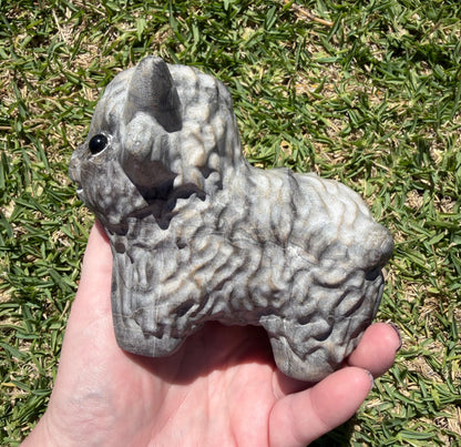 Picasso Jasper Highland Cow Crystal Carving – 13 × 11cm (1.1kg)