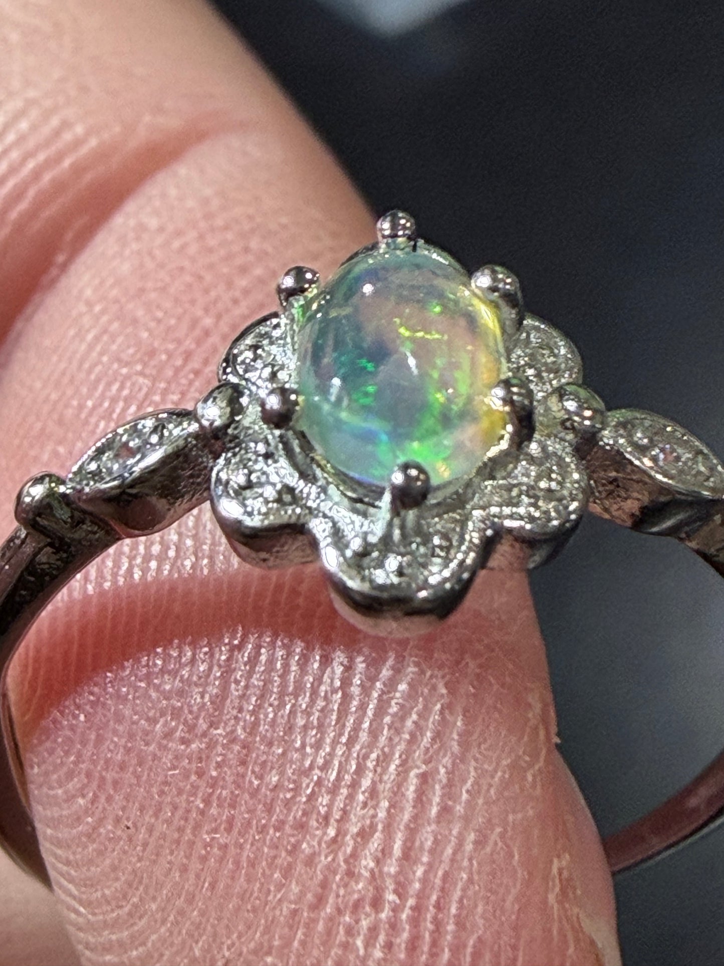 Opal Flower Ring-Adjustable band