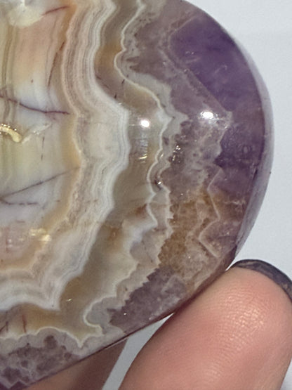 Amethyst & Banded Agate Heart 104g | 6.4 × 5.7 cm | Self-Standing H