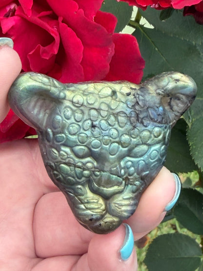 Labradorite Leopard Carving A