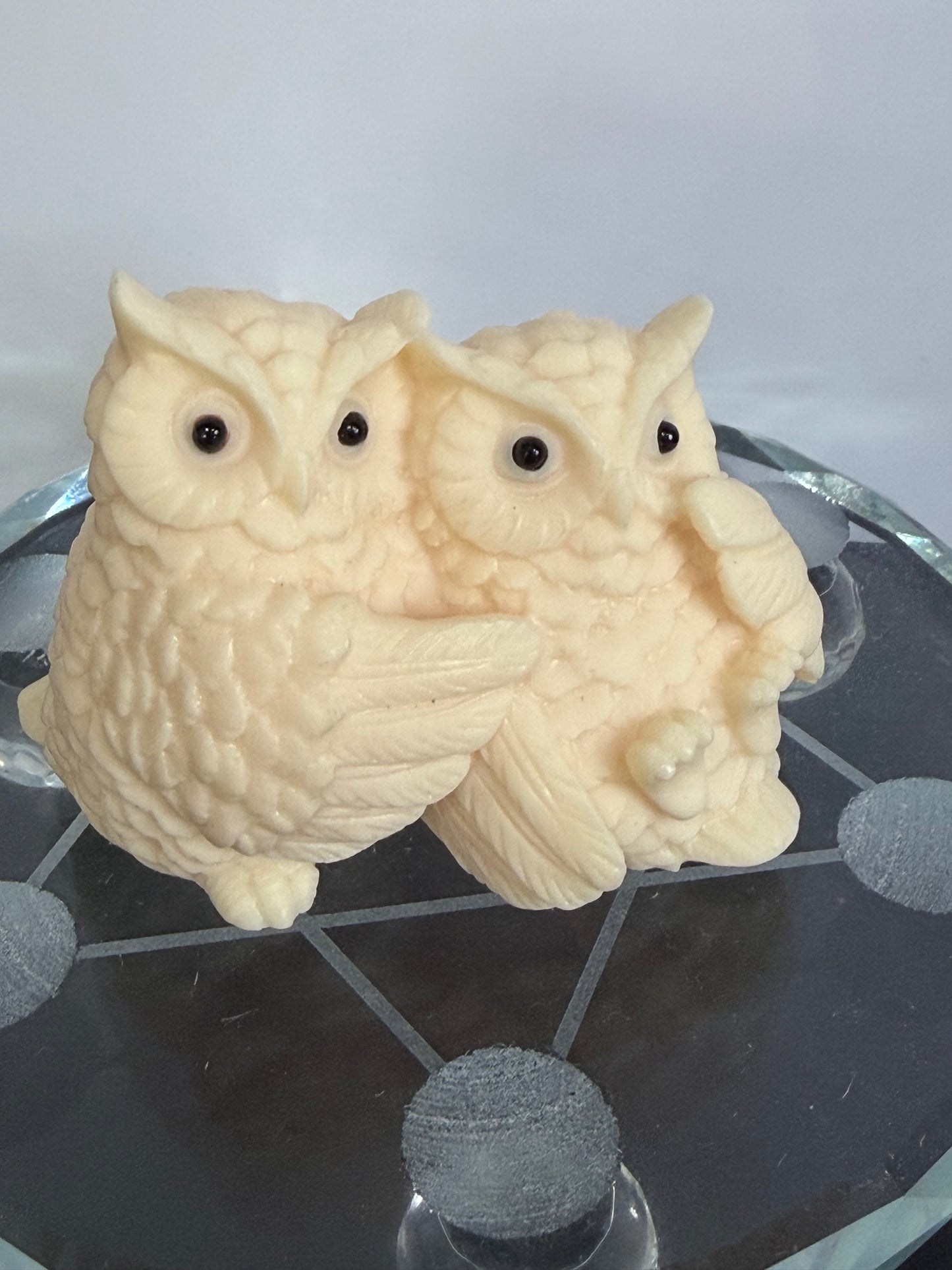 Ivory Nut Owl Couple Carving – 6.3cm