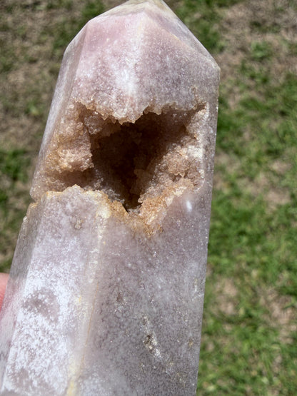 Flower Agate Druzy Tower 10.5 × 3.6 cm | 160 g