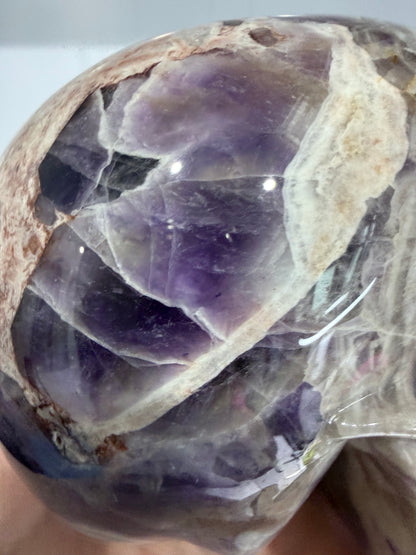 Chevron Amethyst Skull – 950g Statement Piece (One-of-a-Kind)