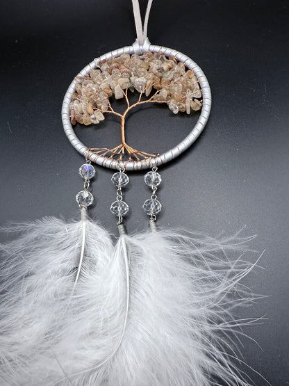 Garden Quartz & Rutile Quartz Tree of Life Dreamcatcher