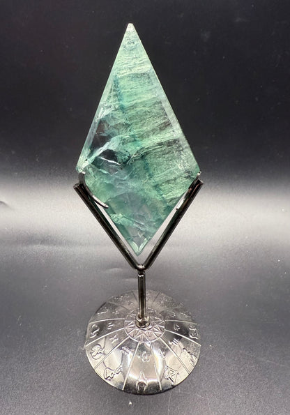 Green Fluorite Rhombus on Zodiac Stand