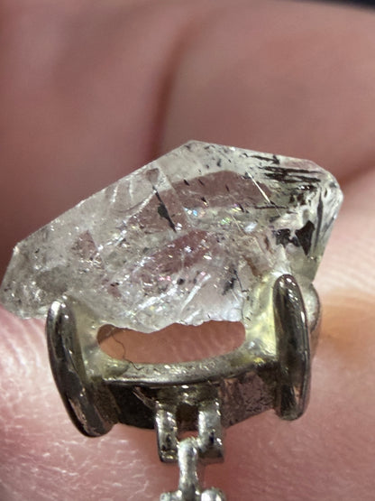 Natural Herkimer Diamond Quartz Ring | Double-Terminated Crystal B