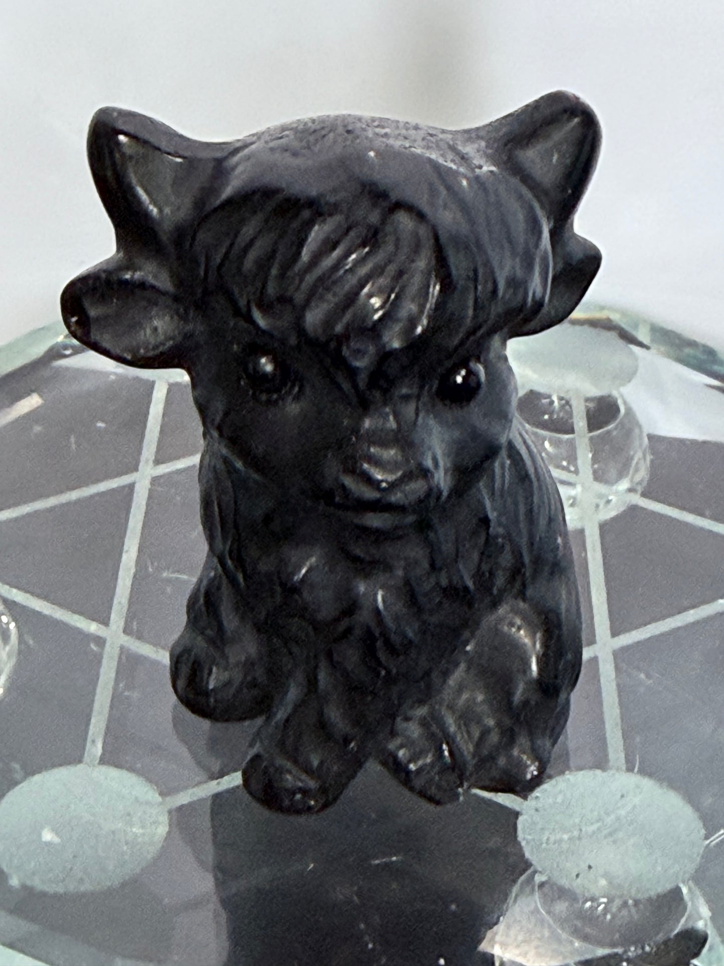 Black Obsidian Sitting Cow Carving – 6cm