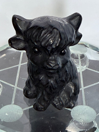 Black Obsidian Sitting Cow Carving – 6cm