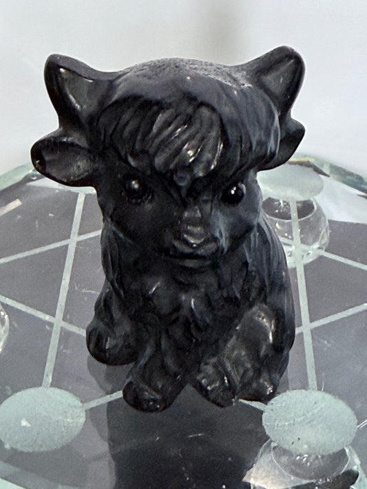 Black Obsidian Sitting Cow Carving – 6cm