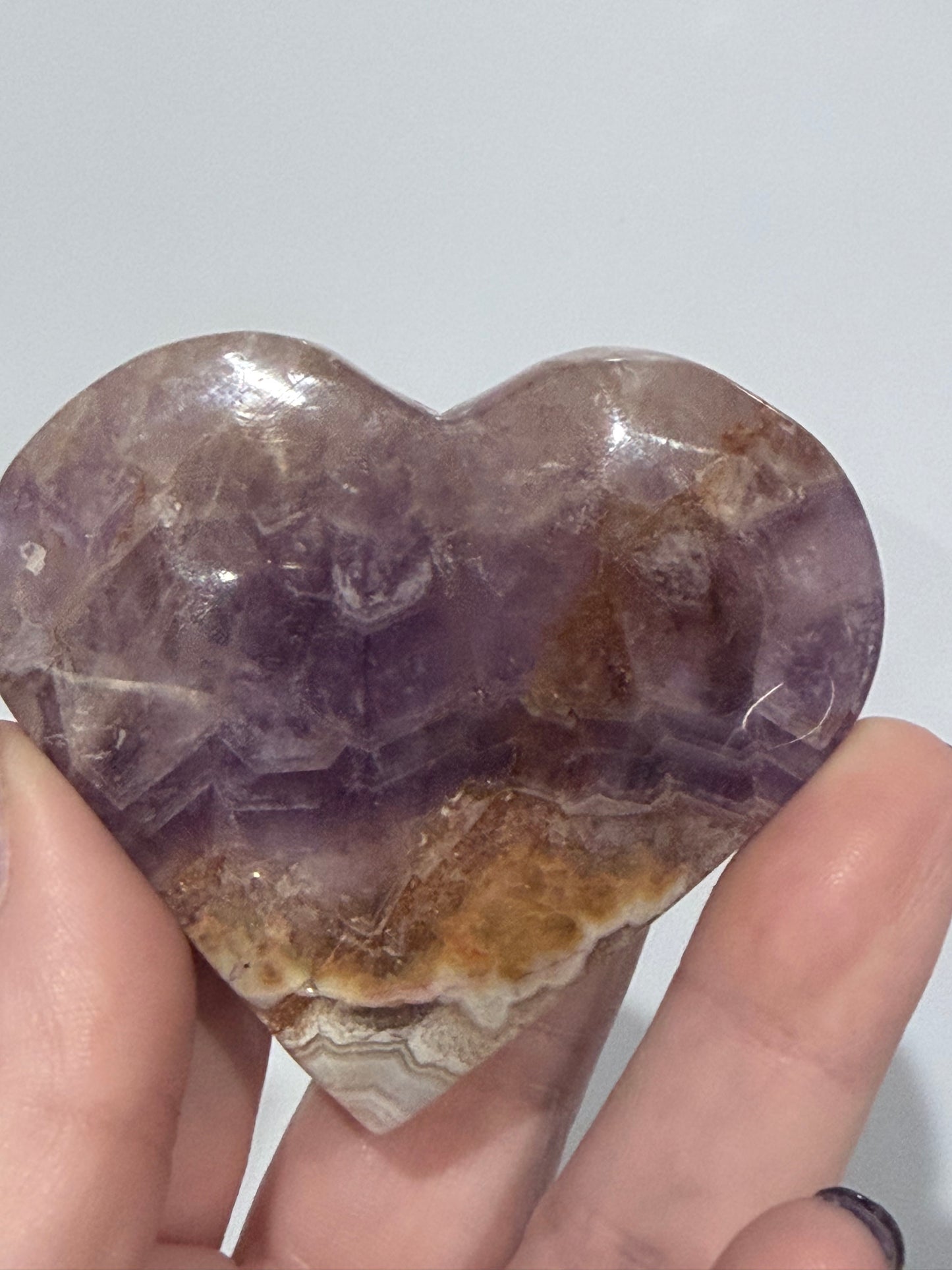 Amethyst & Banded Agate Heart 94g | 6.6 × 6.1 cm | Self-Standing I