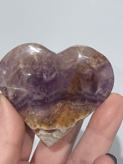 Amethyst & Banded Agate Heart 94g | 6.6 × 6.1 cm | Self-Standing I