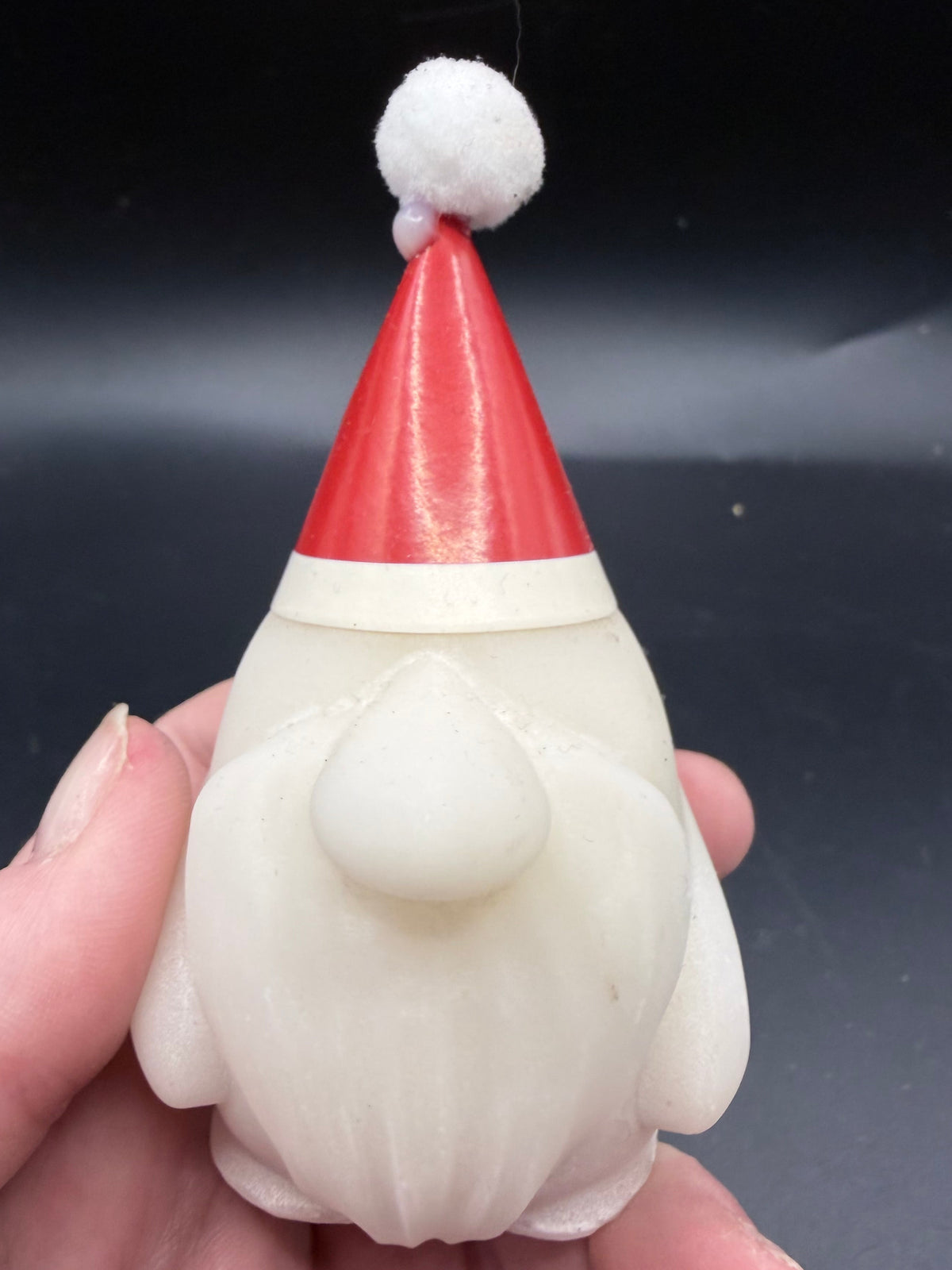 Christmas Gnome White Marble Carving with Santa Hat – 8 cm