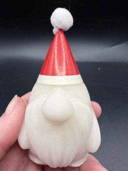 Christmas Gnome White Marble Carving with Santa Hat – 8 cm