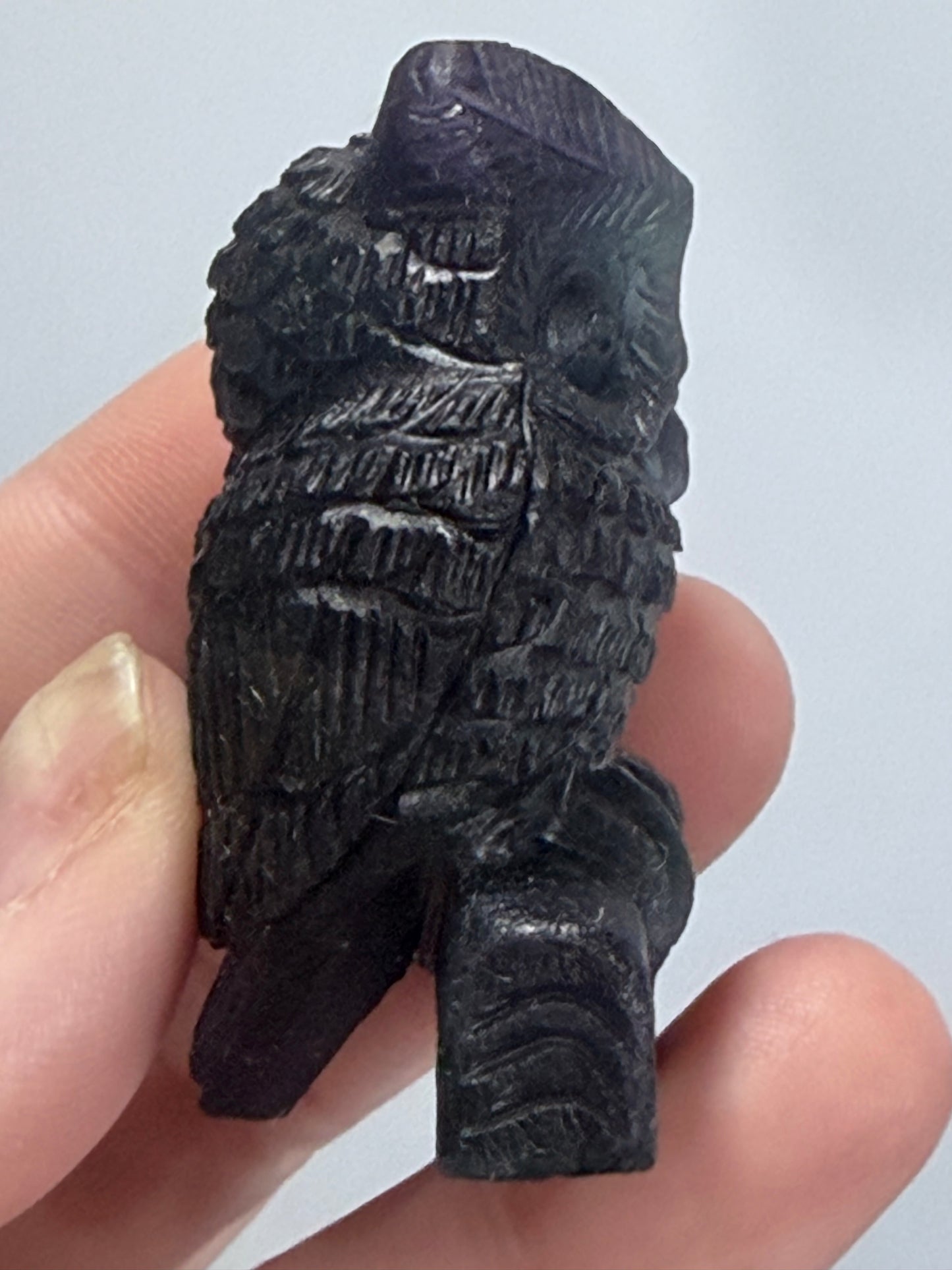 Rare Blue & Pink Rainbow Fluorite Owl Carving – 5.1cm