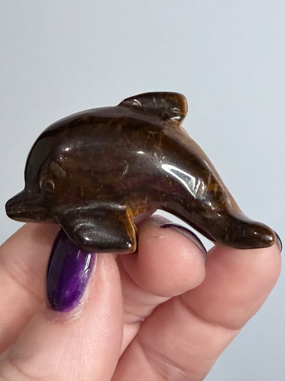 Tiger’s Eye Dolphin Carving