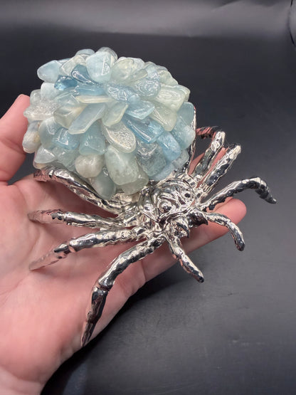 Aquamarine Crystal Spider Lamp