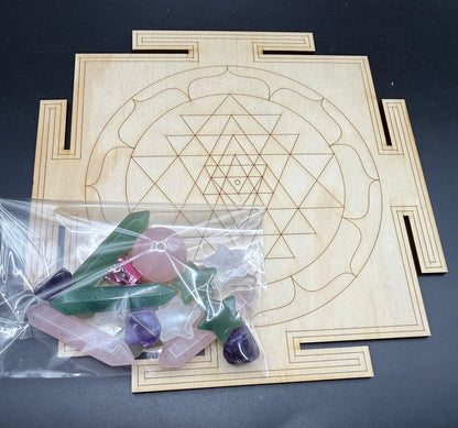 Love & Harmony Crystal Grid on Sri Yantra Board