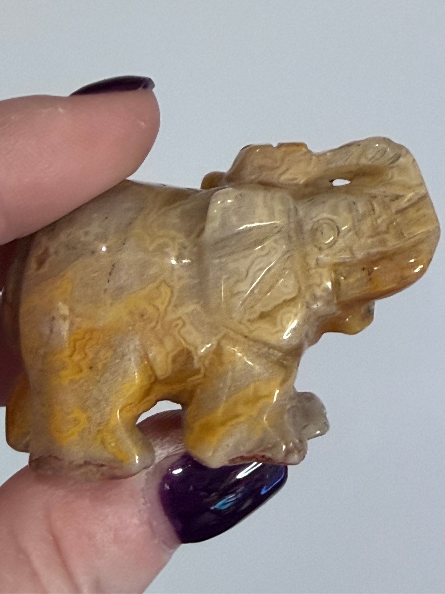 Crazy Lace Agate Elephant Carving – 5cm