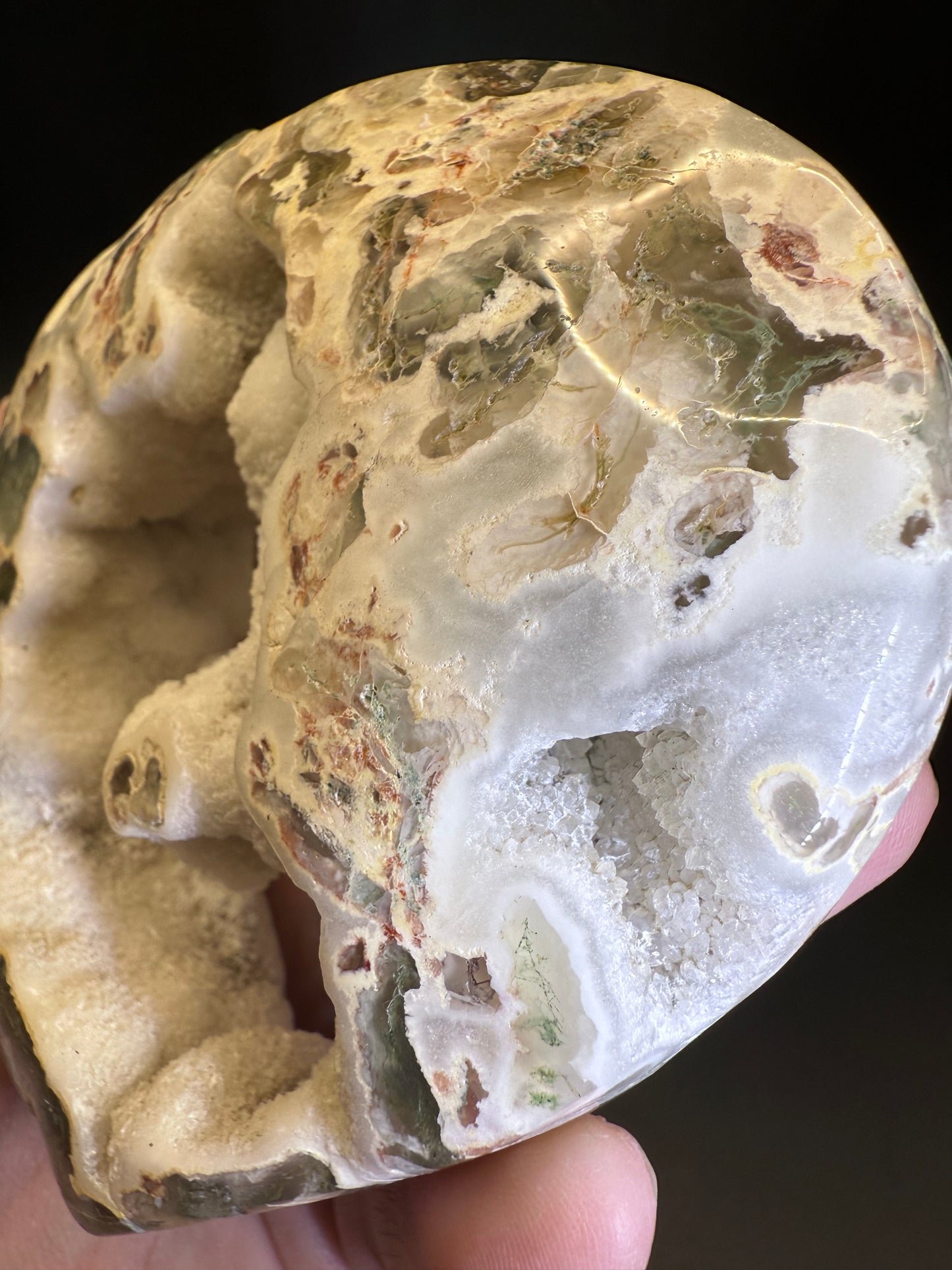 Unique Moss Agate Druzy Heart with Stand