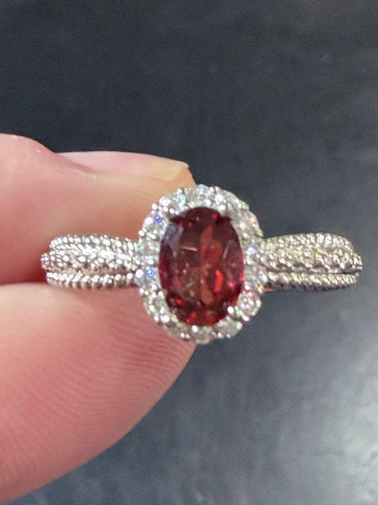 Adjustable Garnet Halo Ring