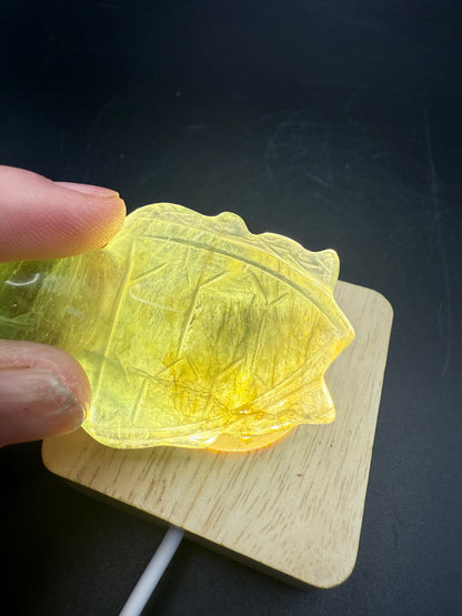 Fluorite Turtle Carving with Dendritic Inclusions