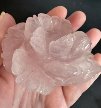 Rose Quartz Rose Carving with Light Base – 7.6 × 6.6 cm | 191g