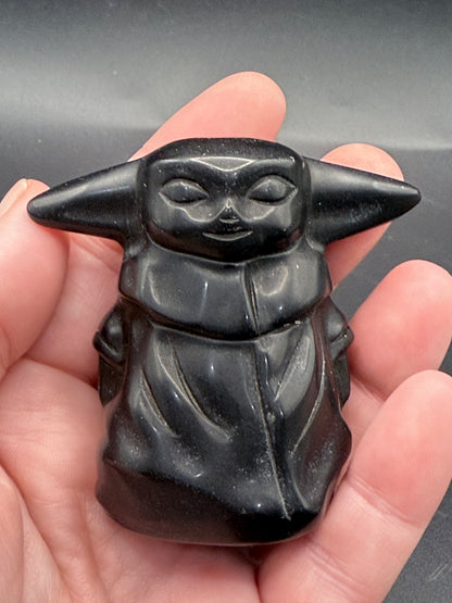 Black Obsidian Yoda Carving
