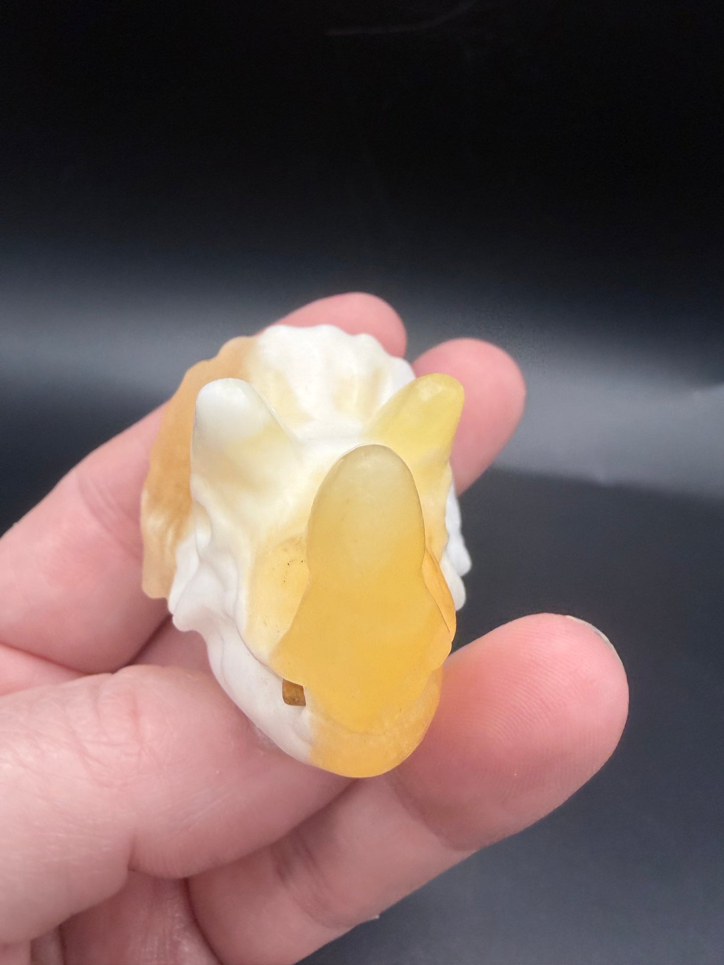 Orange Calcite Triceratops – Crystal Carving (5cm)