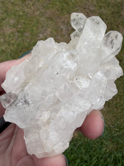 Clear Quartz Cluster on Stand (Brazil) – 308g | 14 × 6cm