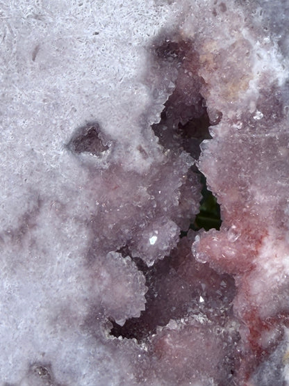 Large Botryoidal Pink Amethyst Druzy Slab on Stand – 3.2kg | 45cm Brazilian Statement Piece