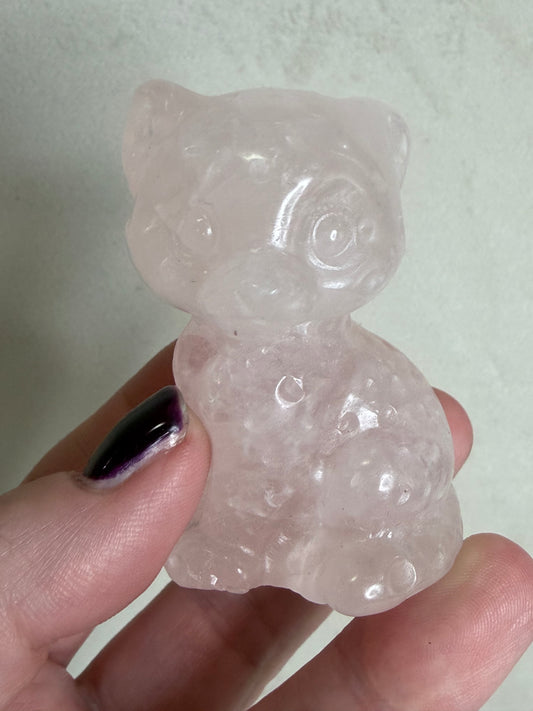 Rose Quartz Leopard Cub Carving – 6.2cm