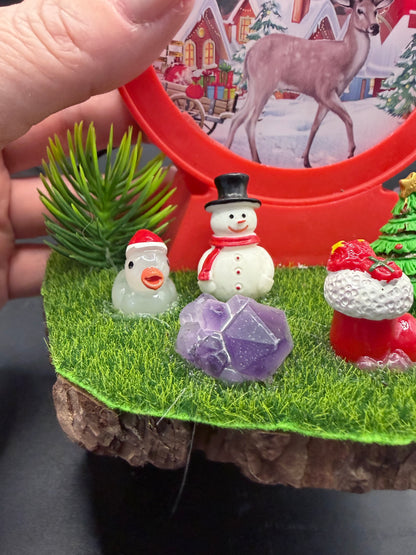 Red Christmas Lantern Scene – Blue LED Light