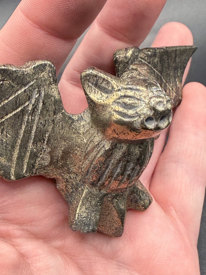 Pyrite Crystal Bat on Stand