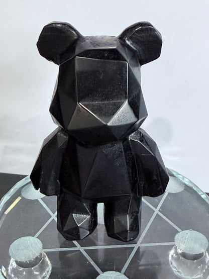 Geometric Bear Black Obsidian Crystal Carving – 10cm