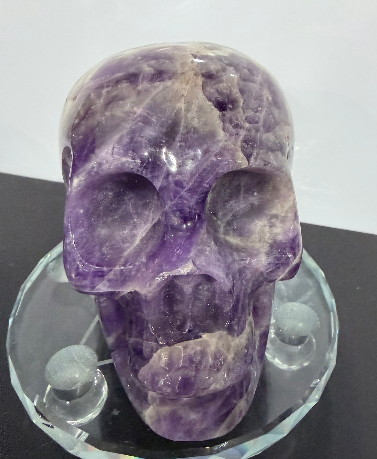 Chevron Amethyst Skull – 950g Statement Piece (One-of-a-Kind)