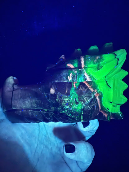 Volcano Agate Dragon Head | 636g | 12.5 × 8.5cm | Amazing Patterns (UV Bonus)